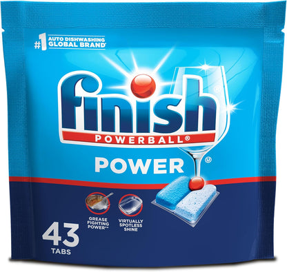 Finish Power Dishwasher Pods, No Pre-Rinse Dishwasher Detergent Soap For Deep Clean & Shine with Degreasing Power, 43 Count