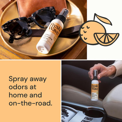 Fresh Wave Orange Scent Odor Eliminator Spray & Air Freshener, 2 fl. oz. Travel Size (Pack of 2)
