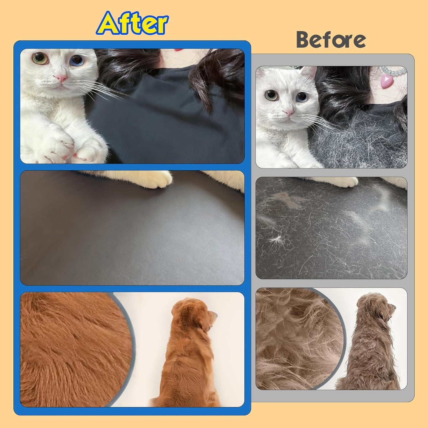 Carpet Rake for Pet Hair Removal, 54" Adjustable Long Handle 3 in 1 Carpet Rake & Pet Hair Removal Gloves for Cat Dog Fur Remover for Carpets, Rugs, Mats and Furniture(with 2 Hooks)