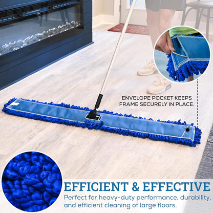 Kleen Handler 24 inch Microfiber Dust Mop | Medium Washable Commercial Mop Head Replacement, Pack of 3