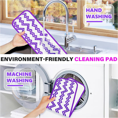 Reusable Mop Pads Compatible with Swiffer PowerMop, Microfiber Mop Pads Replacement Washable Mop Refills Pads for Dry Wet Mop, Spray Mops Pads Floor Mop Head for Hardwood Cleaning, 6 Pack