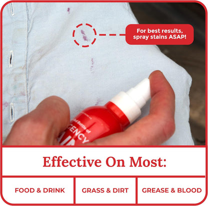 Emergency Stain Rescue Stain Remover Spray - For Wine & Coffee - Blood Stain Remover Clothes & Laundry - Carpet Cleaner Spray with No Added Phosphates - 2 x 4 Fl Oz