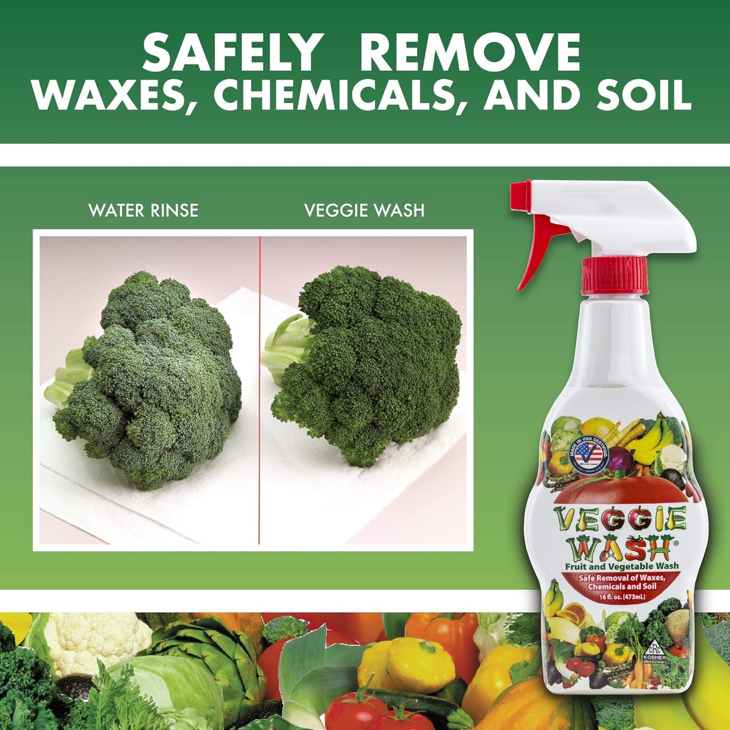 Veggie Wash Fruit & Vegetable Wash, Produce Wash and Cleaner, 16-Fluid Ounce, Pack of 2, Packaging May Vary