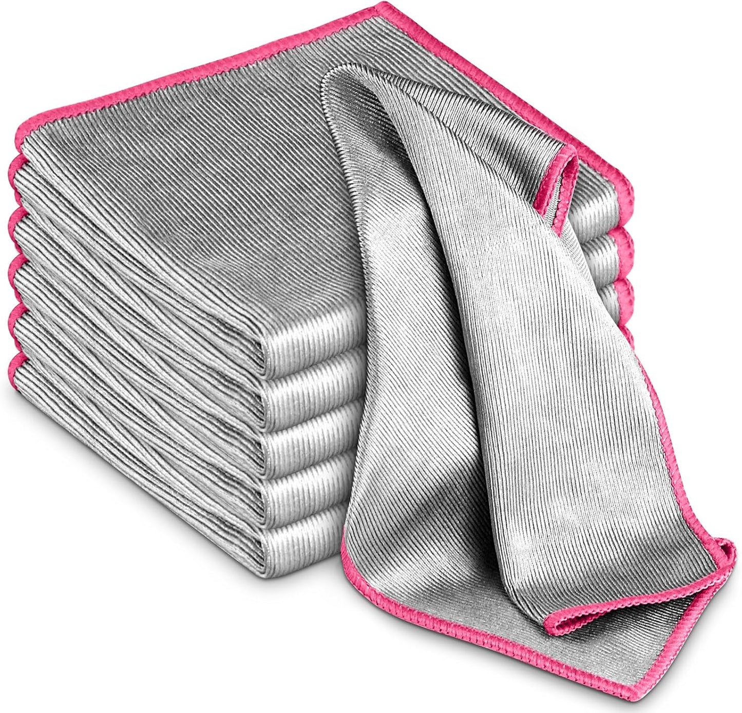 Glass Polishing Cloth Streak Free Miracle Cleaning Cloth Lint Free Microfiber Cleaning Rags for Glasses Kitchen Dish Mirrors Easy Clean, Pack of 6, 12" x 12"