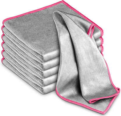 Glass Polishing Cloth Streak Free Miracle Cleaning Cloth Lint Free Microfiber Cleaning Rags for Glasses Kitchen Dish Mirrors Easy Clean, Pack of 6, 12" x 12"