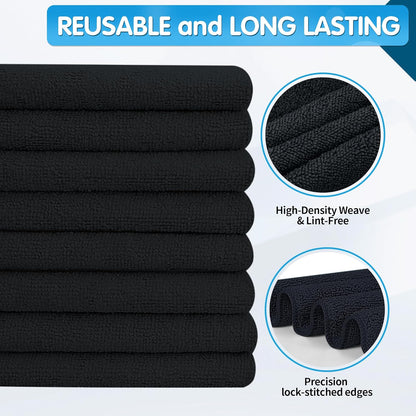 FIXSMITH Microfiber Cleaning Cloth - Pack of 8, Size: 12 x 16 in, Multi-Functional Cleaning Towels, Highly Absorbent Cleaning Rags, Lint-Free, Streak-Free Cleaning Cloths for Car Kitchen Home