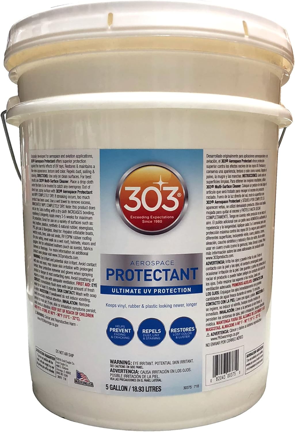 303 Products (30308CSR) UV Protectant Spray for Vinyl, Plastic, Rubber, Fiberglass, Leather & More – Dust and Dirt Repellant - Non-Toxic, Matte Finish, 16 Fl. oz., White