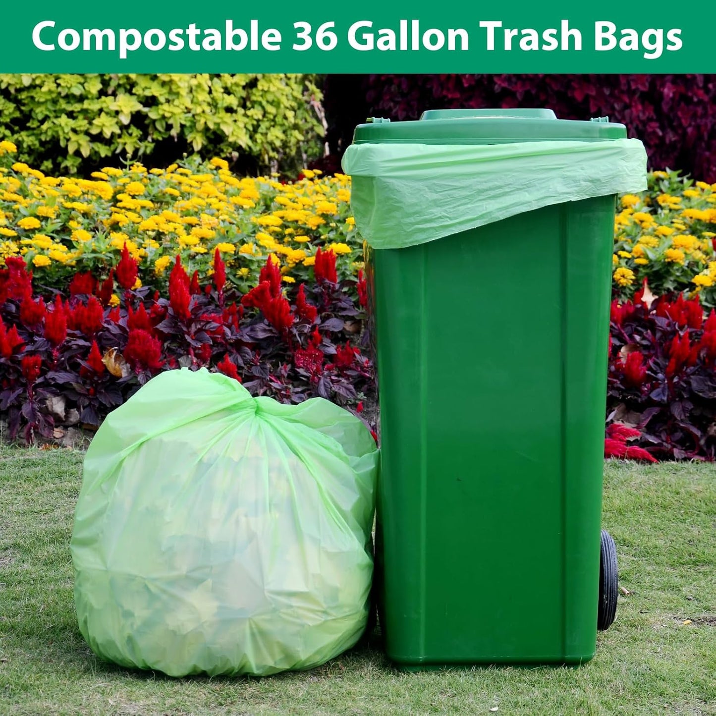 GreFusion Compostable Bags 1.2 Gallon,125 Count, Fits 0.75,1,1.2,1.3,1.6,1.8 Gallon Countertop Bin, Small compost bags, Certified by BPI, ASTM D6400 and OK Compost
