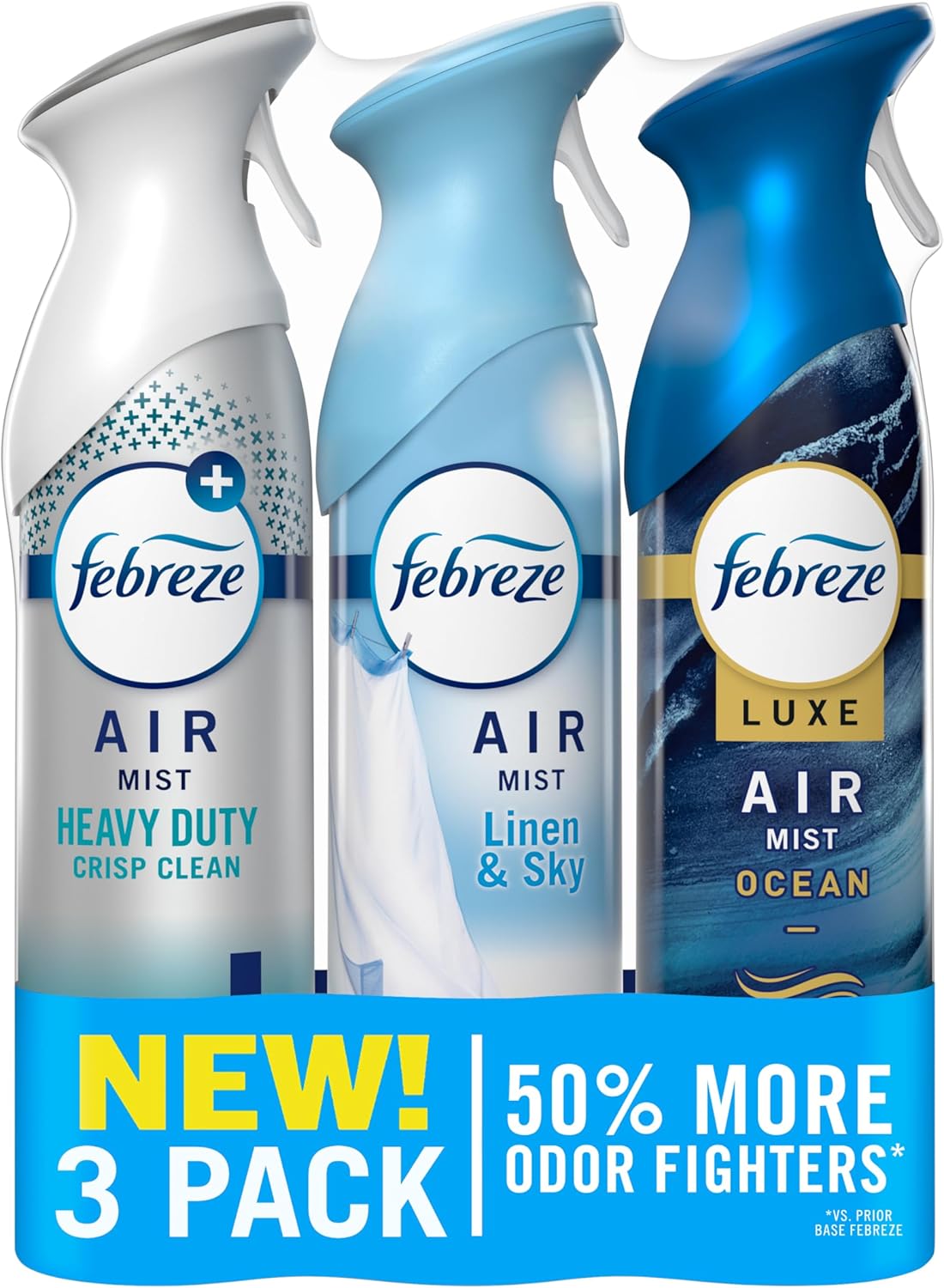 Febreze Air Mist, Air Freshener Spray, Odor Fighting Room Spray, Deodorizer for Home Bathroom Kitchen Office Apartment Dorm Room Classroom, Kitchen Base Mix, 8.1oz, 3ct