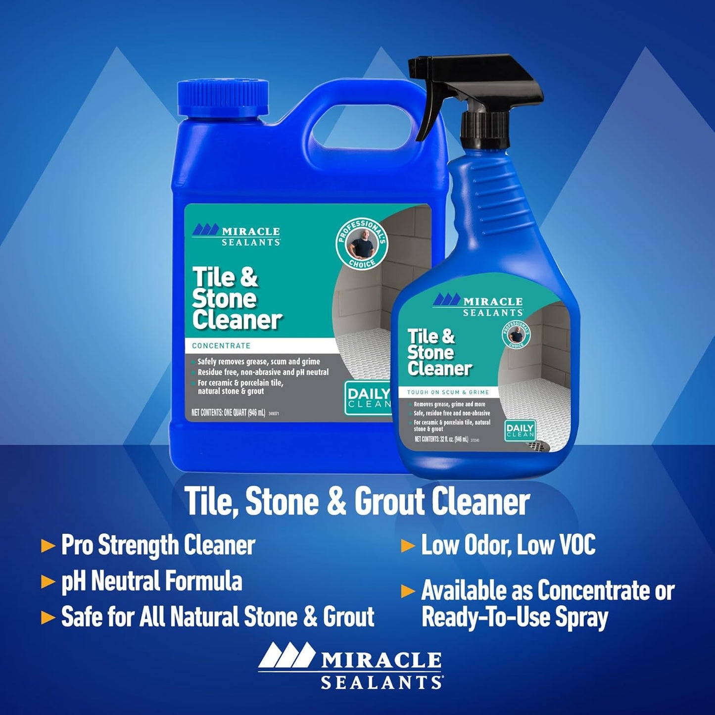 Miracle Sealants Tile & Stone Cleaner Concentrate for Natural Stone, Tile & Grout, 32 oz