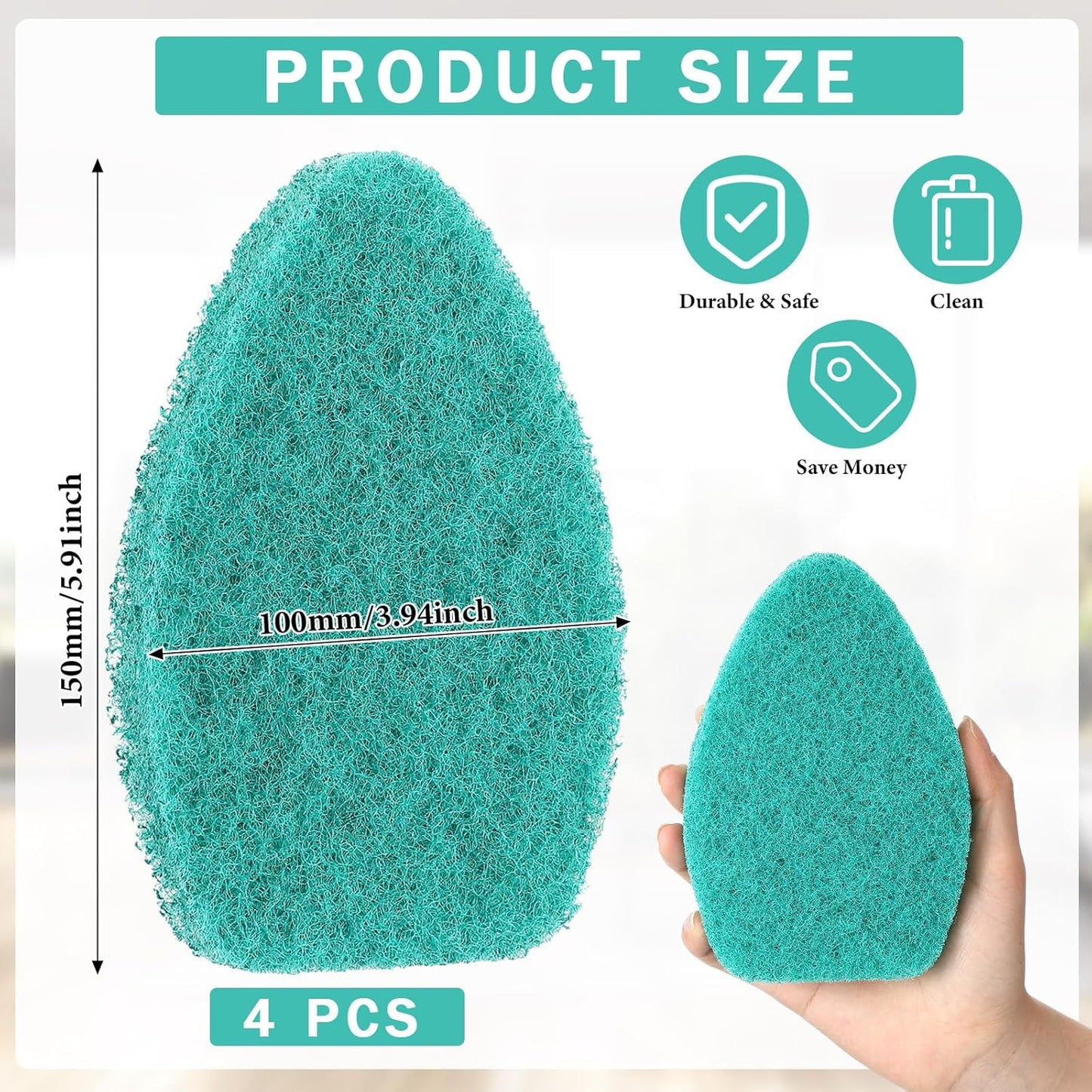 Baderke 4 Pcs Tub Tile Scrubber Cleaning Brush Pads (Without Handle) Brush Non-Scratch Scouring Pads for Shower Bathroom Buildup Toilet Wall Floor (Orange)