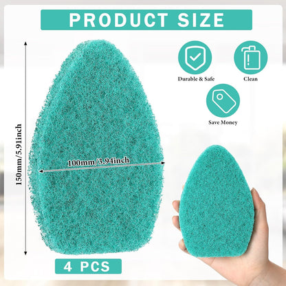 Baderke 4 Pcs Tub Tile Scrubber Cleaning Brush Pads (Without Handle) Brush Non-Scratch Scouring Pads for Shower Bathroom Buildup Toilet Wall Floor (Orange)