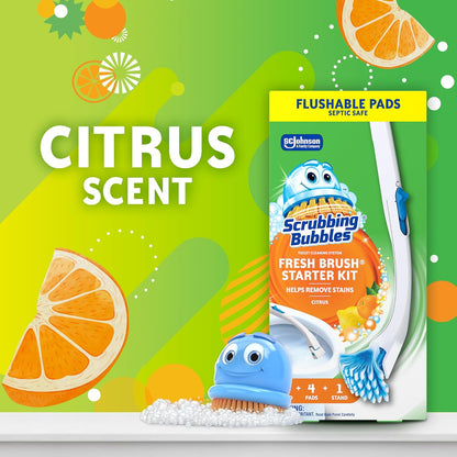 Scrubbing Bubbles Flushable Toilet Bowl Wand Cleaner Refills, Fresh Brush Cleaner Toilet Refill Pads, Removes Limescale & Odors, Citrus Scent, 20 Count (Pack of 1)