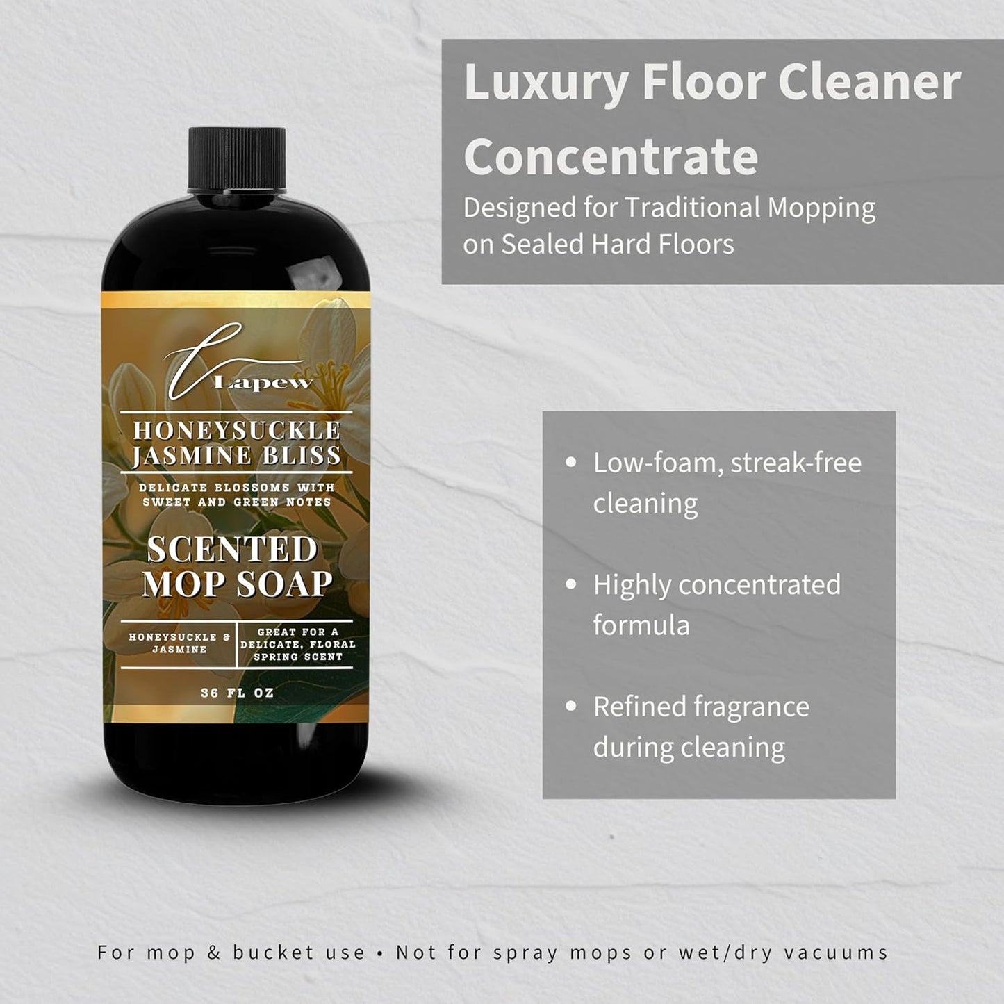 Lapew Santal Scented Mop Soap - Luxury Floor Cleaner Concentrate for Mopping Tile, Laminate, Vinyl & Hardwood | Streak-Free, Low-Foam | 36 oz - Colors C