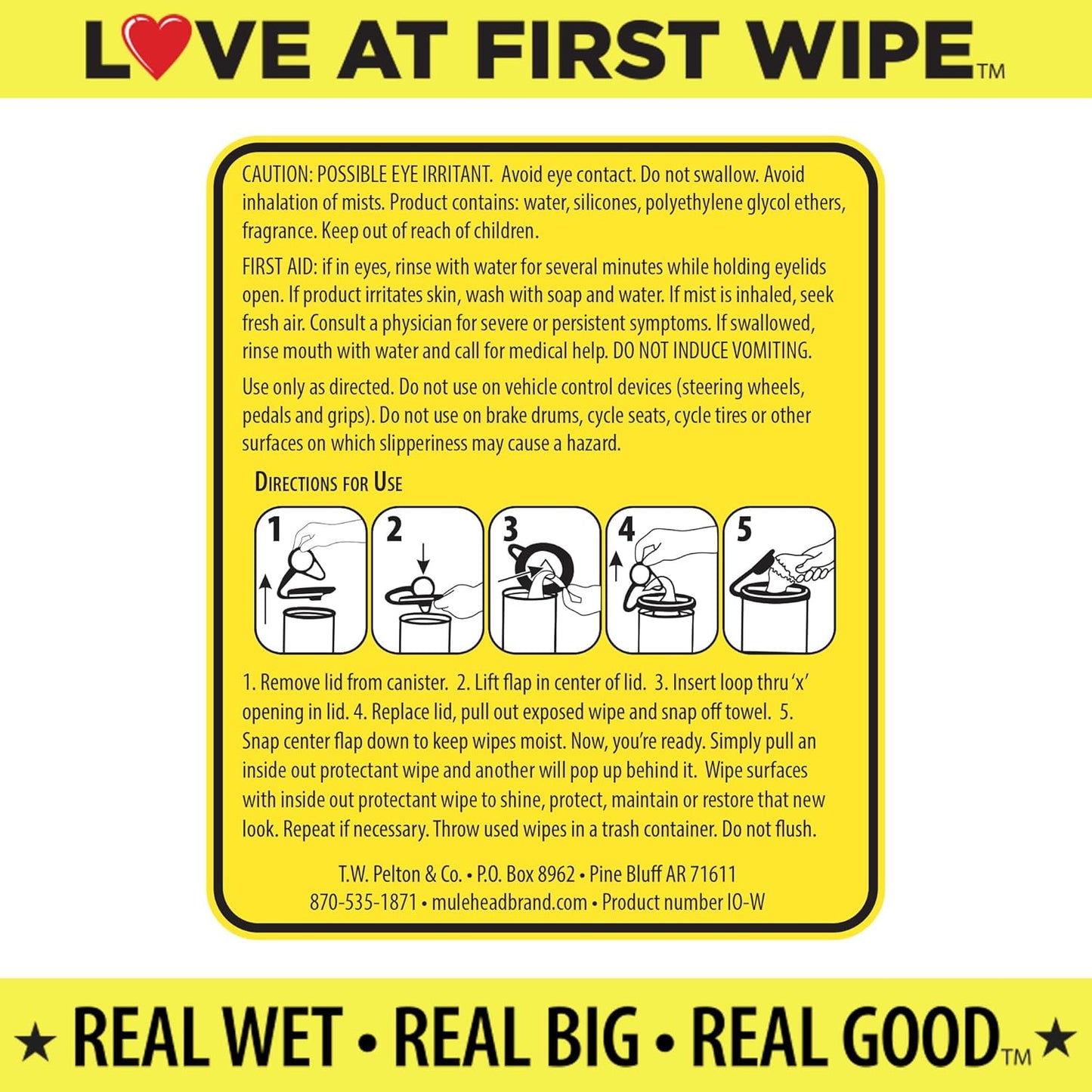 Mule Head Inside Out Protectant Wipes – Automotive Interior & Exterior Cleaner for Vinyl, Leather, Rubber & Trim, UV Protection, Non-Greasy, 72 Count, 10" x 12"