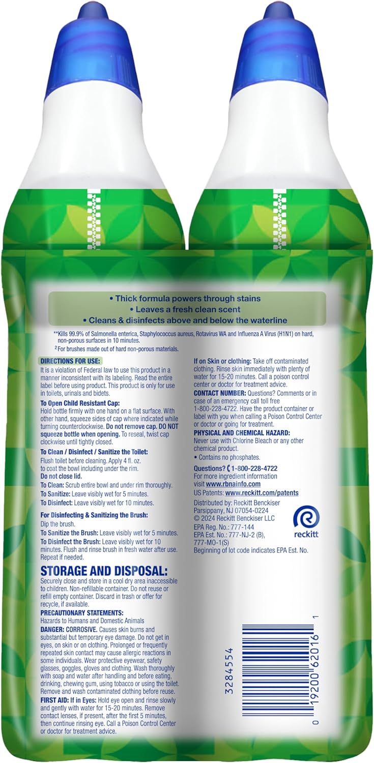 Lysol Toilet Bowl Cleaner Clinging Gel, Cleaning, Disinfecting, and Stain Removal, Bleach Free Bathroom Cleaning Supplies, Bamboo Scent, 24 fl oz. (2 Pack)