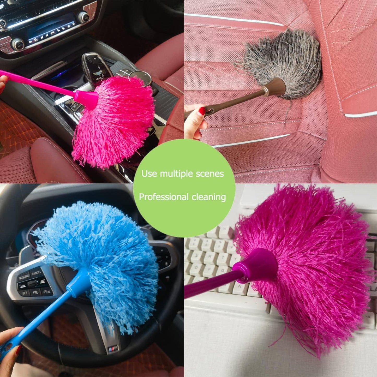 3 Pack Hand Grips Fluffy Microfiber Delicate Duster, Mini Washable Dusting Brush