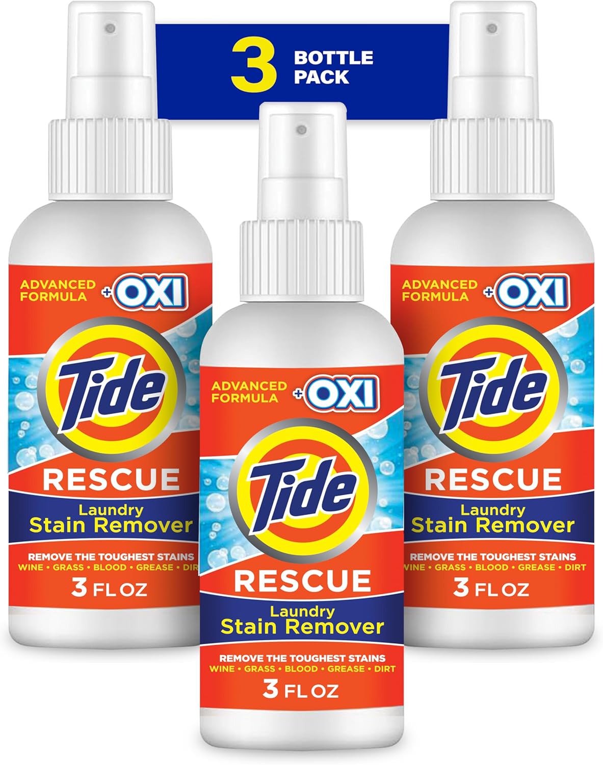 Tide Laundry Stain Remover with Oxi, Rescue Clothes, Upholstery, Carpet and more from Tough Stains, Stain Treater, 22 Fl Oz (Pack of 4)
