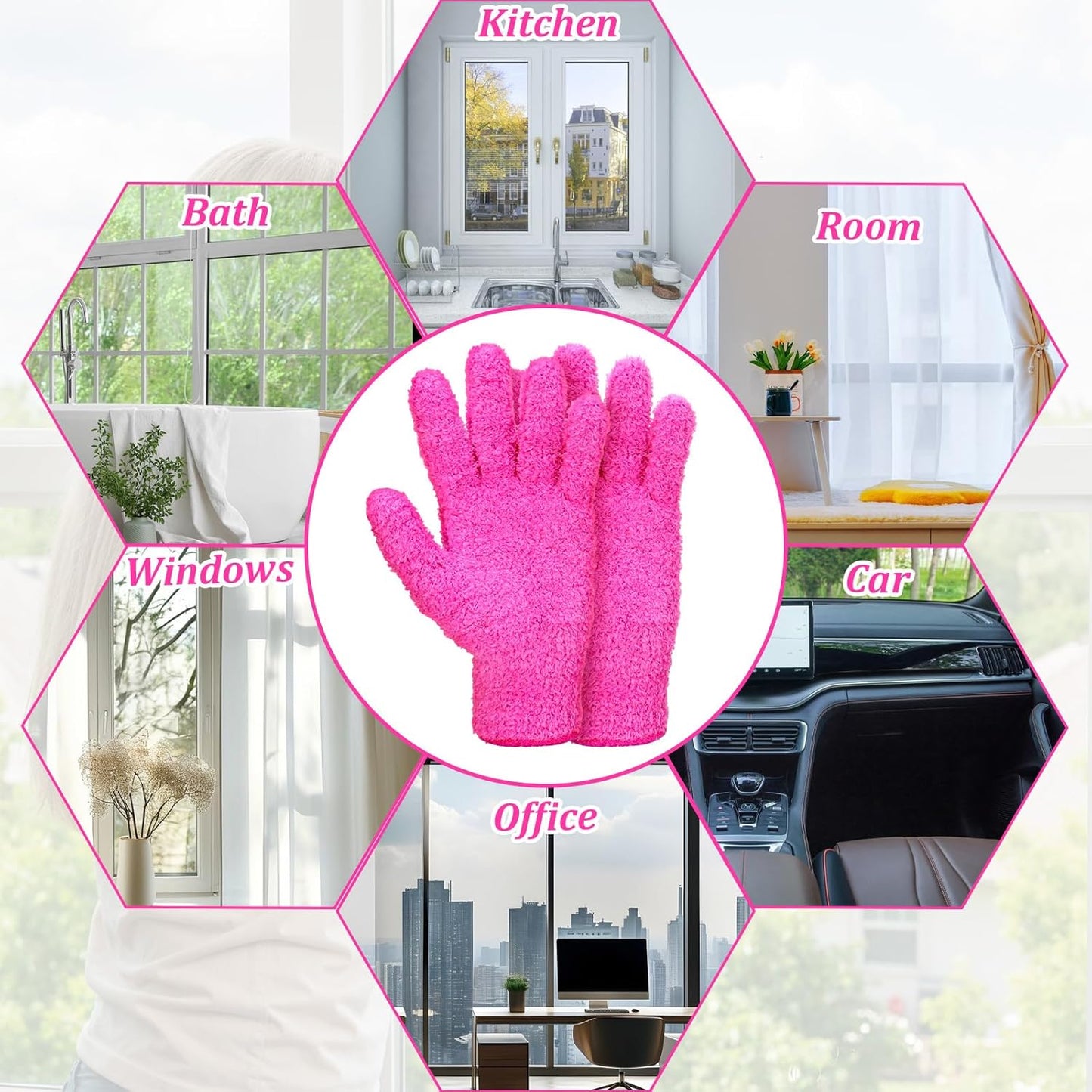 Abeillo Microfiber Gloves for Plants Dusting Cleaning, Reusable Washable Cleaning Gloves Mittens House Cars Blinds Dusting