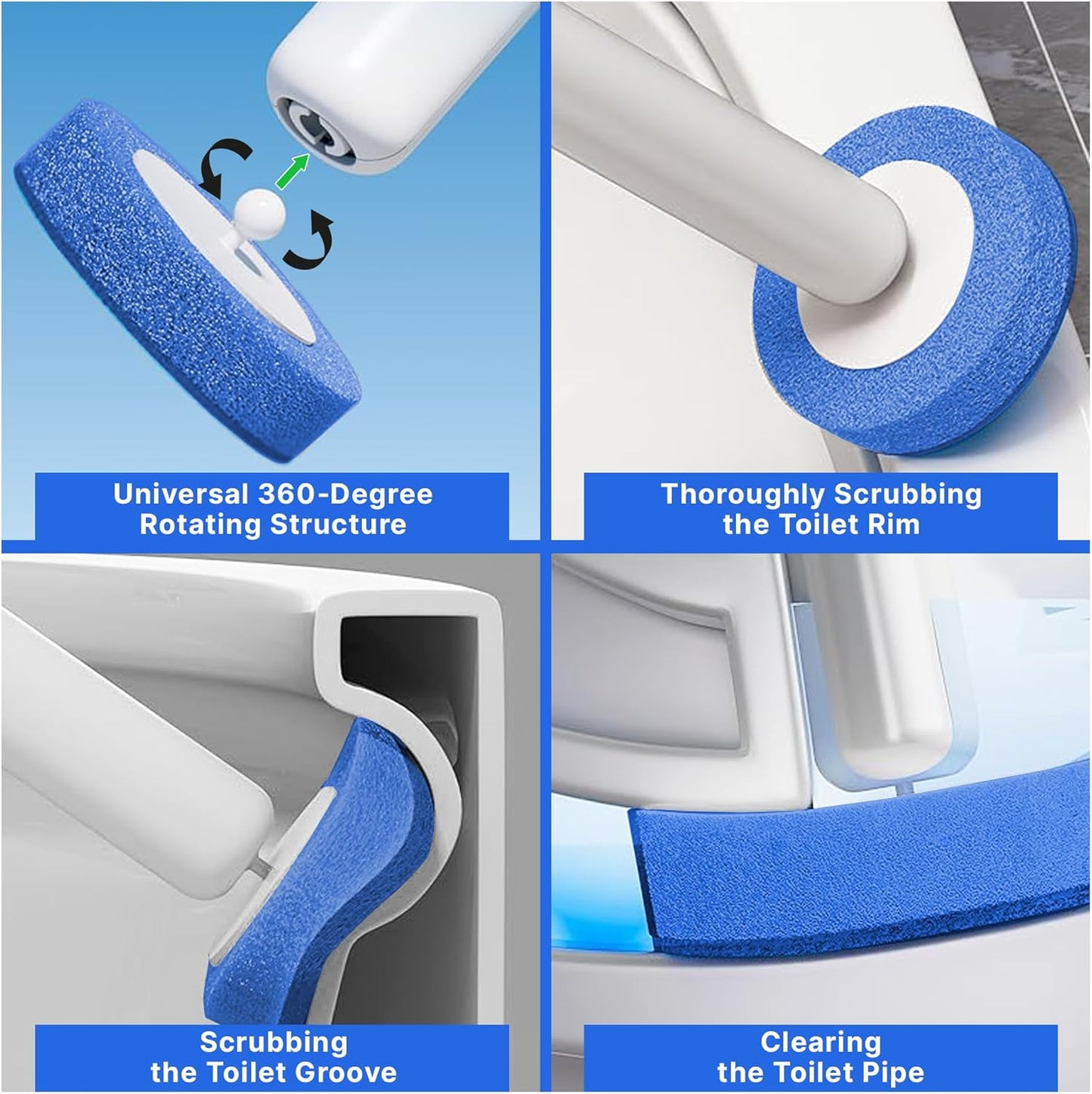 CiLoN 24 Count Carry Detergent Disposable Toilet Brush Wand Refill Pads. 5-Layer Rich Foam Toilet Bowl Cleaning Sponge Head Refills. Pre-Loaded Ocean Breeze Disposal Scrubbing Pads. 24pcs-Value Pack