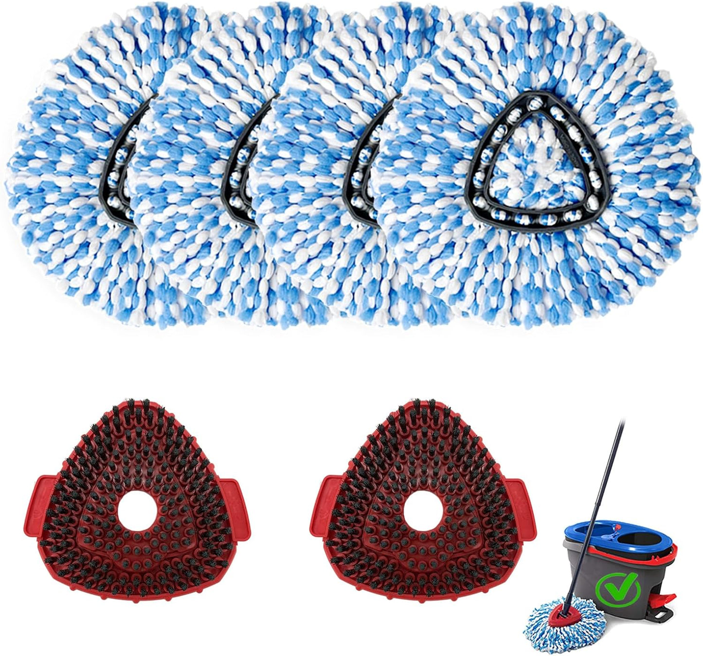 4PCS Mop Head Replacement Compatiable with Ocedar with Fit for RinseClean 2-Tank System,Spin Mop Heads,Perfect for deep Cleaning Hard-to-Reach Hidden Corners in bathrooms,Living Rooms and More