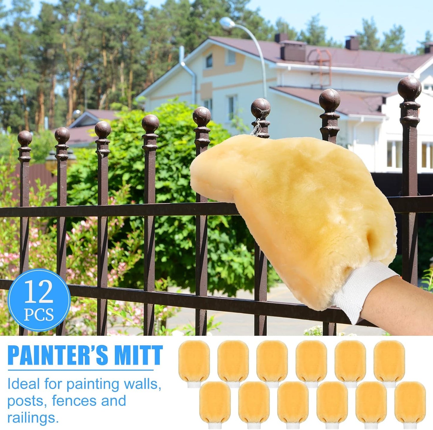 Remerry 12 Pcs Painters Mitt Paint Gloves Painters Tool Dusting Gloves Deck Stain Applicator for Painting Cleaning Dusting