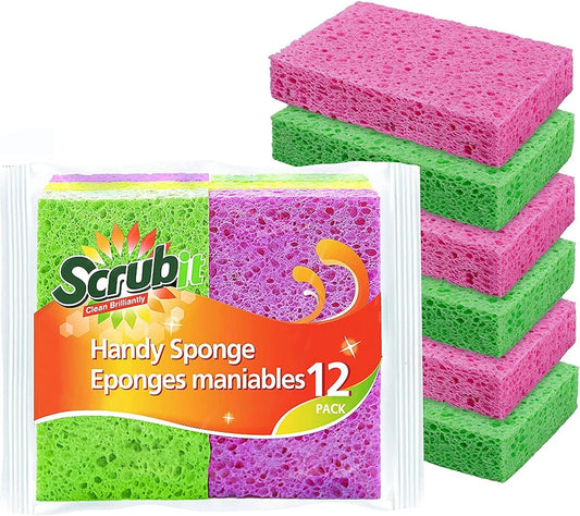 SCRUBIT Cleaning Scrub Sponges, [New Packaging] Non-Scratch Kitchen Sponges for Dishes -12 Pack Dishwashing Sponge - Assorted Colors Package May Vary