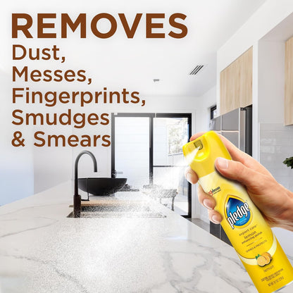 Pledge Enhancing Polish Spray, Wood Furniture & Stainless Steel Polish, Remove Dust and Fingerprints, Fast Shine and Protect, Prevent Scratches & Knicks - Lemon Scent, 9.7oz (Pack of 12)