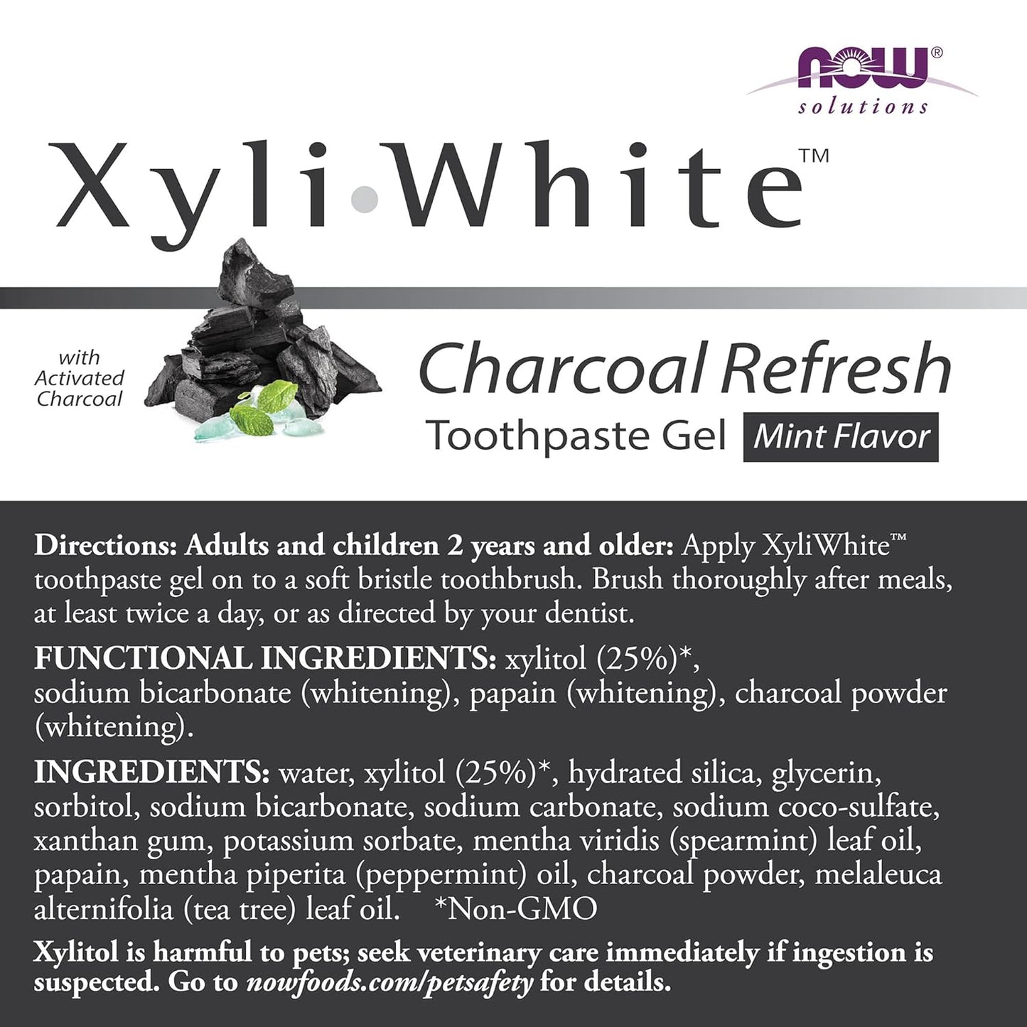 NOW Solutions, Xyliwhite™ Toothpaste Gel, Platinum Mint, Cleanses and Whitens, Fresh Taste, 6.4-Ounce