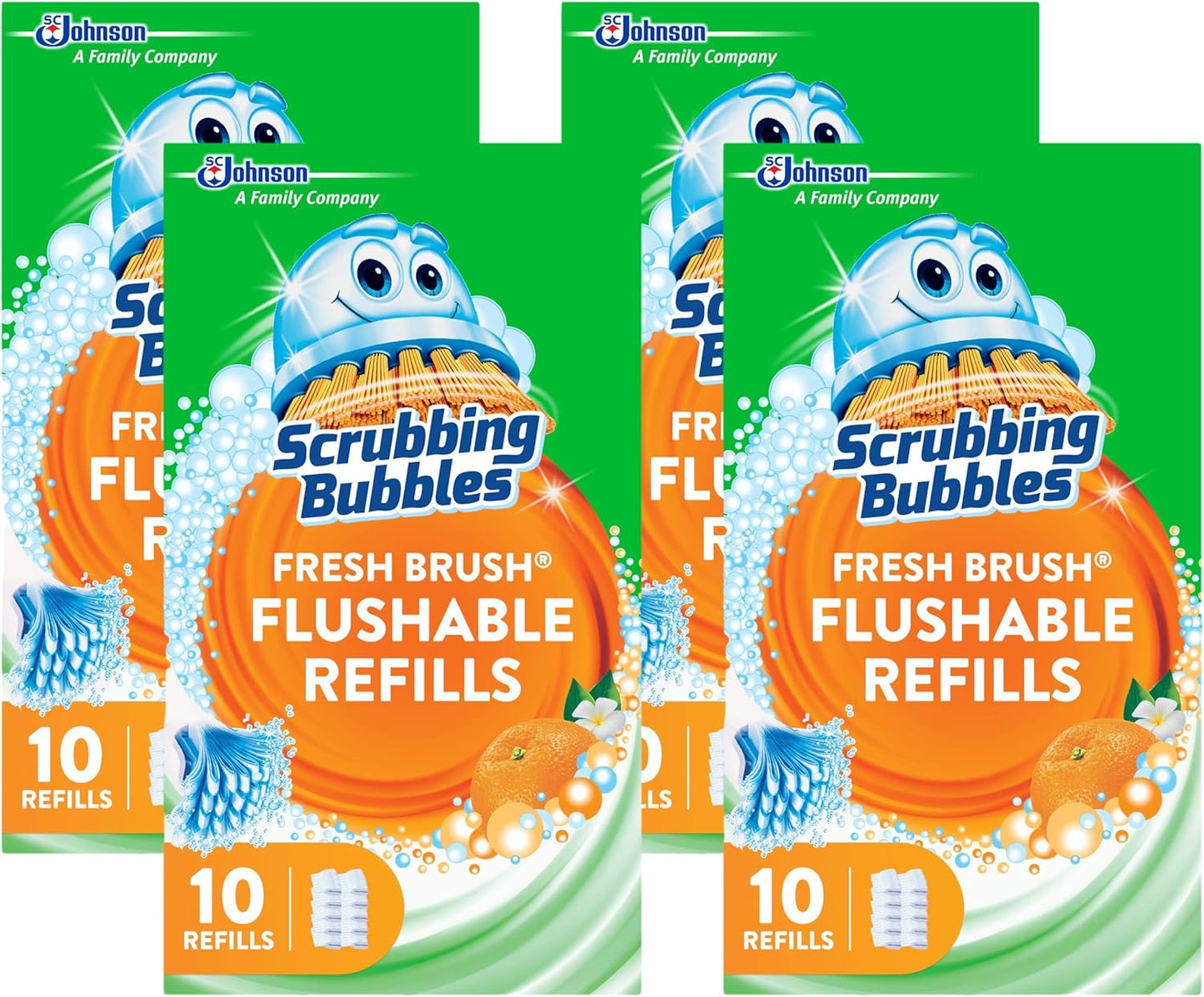 Scrubbing Bubbles Flushable Toilet Bowl Wand Cleaner Refills, Fresh Brush Cleaner Toilet Refill Pads, Removes Limescale & Odors, Citrus Scent, 20 Count (Pack of 1)