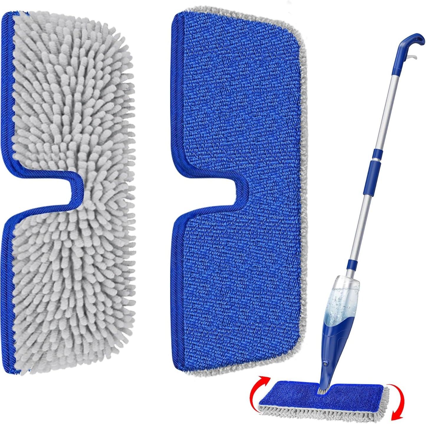 Papclean Spray Mops for Floor Cleaning: Double Sided Dust Mop for Hardwood Wood Tile Floor with Reusable Microfiber Pads - Wet Dry Kitchen Bathroom Cleaning