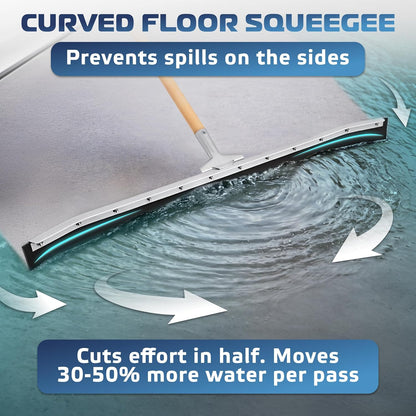DSV Standard Curved Floor Squeegee 24’’, Rubber Blade Garage Squeegee, Taper Pole Connection - Handle Sold Separately for Tiles, Concrete and Asphalt