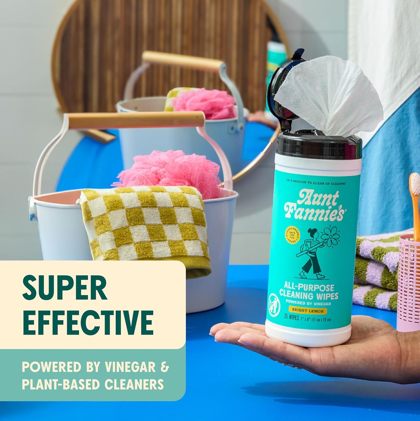 Aunt Fannie's Natural Cleaning Vinegar Wipes, Multipurpose Surface Cleaner, Eucalyptus Scent, 35 Count (Pack of 1)