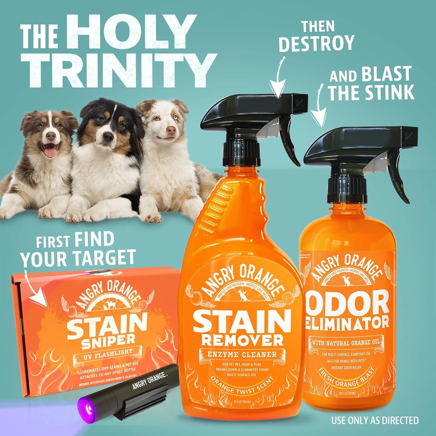 ANGRY ORANGE Cat Urine Odor Eliminator & Stain Remover, Pet Stain Enzyme Cleaner Spray for Dog & Cat Pee - Fresh Scent - 32 oz