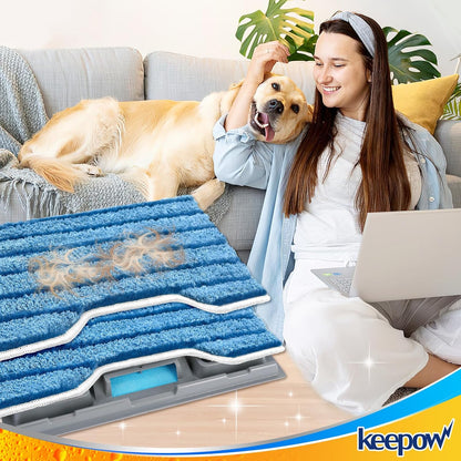 KEEPOW Reusable Mop Replacement Pads Compatible with Shark Vac Mop VM252 VM200 VC205 VM250 VM180 VM401 QM250 VM190, Washable Vacuum Mop Pad Refills, Upgraded Design of Dirt Chamber (1+3+6 Pads)