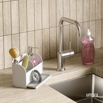 Umbra Sling Sponge Holder Sink Caddy with Dish Soap Dispenser Pump for Kitchen