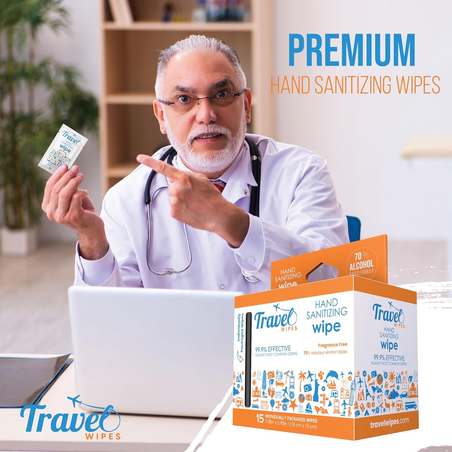 Hand Sanitizing Travel Wipes – 30ct Individually Wrapped | Fragrance-Free, Moisturizing, 70% Isopropyl Alcohol Wipes | Travel, Home, Office, Daily Use | Made in USA