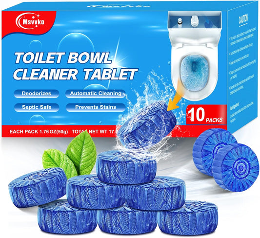 Msvvko Toilet Bowl Cleaner Tablets Blue Toilet Tank Cleaners, Septic-Safe Hard Water Stain Remove, Bathroom Automatic Toilet Cleaning & Deodorizer, Fresh Scent - 30 Tabs