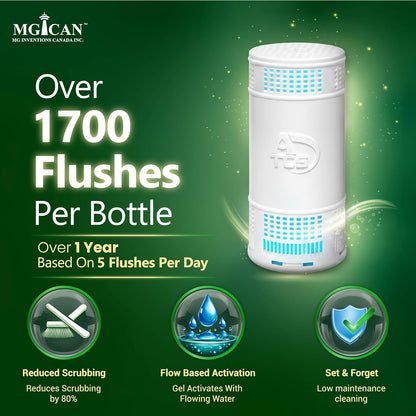 MGICAN Patented Automatic Toilet Bowl Cleaner System (ATCS) 1700+ Flushes - Non Toxic Toilet Bowl Cleaners for Hard Water Stains - UL-Certified Toilet Cleaner 1 Year Supply (1 Pack)