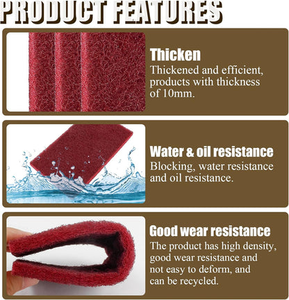 12pcs Red Scouring Pads, Heavy Duty Scour Pads Multipurpose Scour Pad Reusable Scrubbing Pads with Anti Grease Technology for Kitchen Scrubber Sink Dish Cleaning Metal Grills