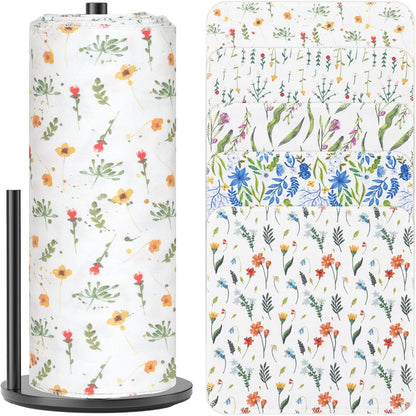 25 Pack Reusable Paper Towels, Paperless Towels Roll Washable Cotton Cloth for Kitchen Towels Zero Waste Products Alternative Paper Towels Alternative (Bohemian)