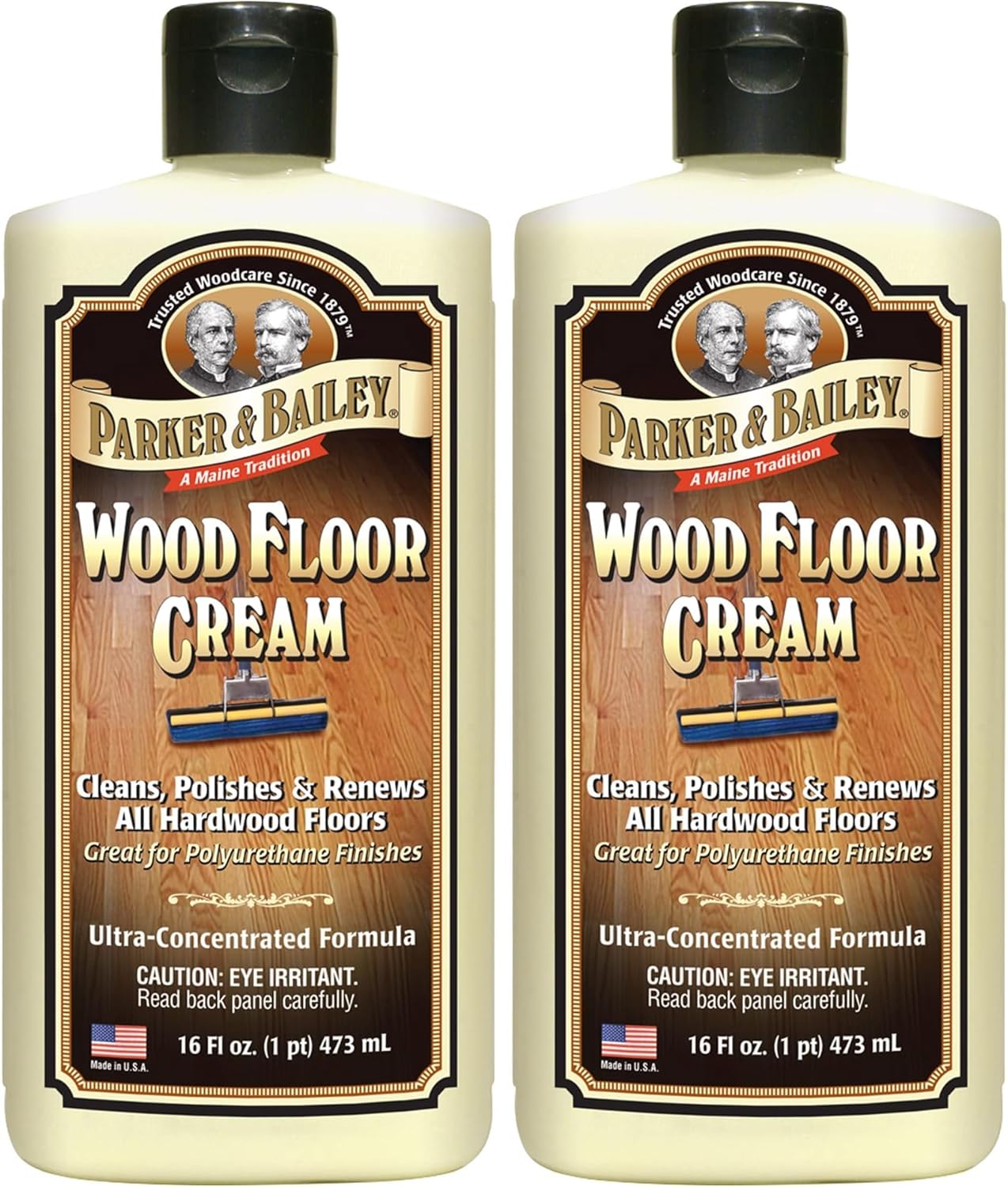Parker & Bailey Wood Floor Cream for Hardwood, Laminate & Faux Floors, Shine Restorer & Cleaner for Home, Cuts Grease, 16 oz