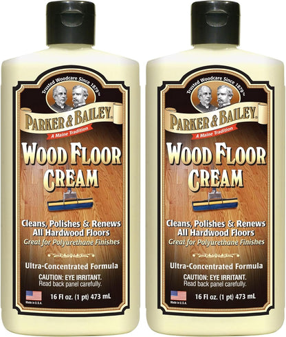 Parker & Bailey Wood Floor Cream for Hardwood, Laminate & Faux Floors, Shine Restorer & Cleaner for Home, Cuts Grease, 16 oz