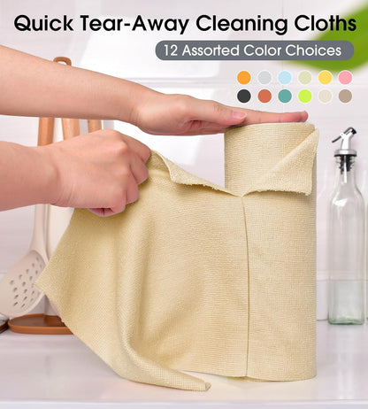 KitchLife Microfiber Cleaning Cloth Roll - Tear-Away Reusable Microfiber Paper Towels, Lint-Free, Washable, 20 Sheets for Kitchen, Car, Dishes, and Sensitive Surfaces (Pink)