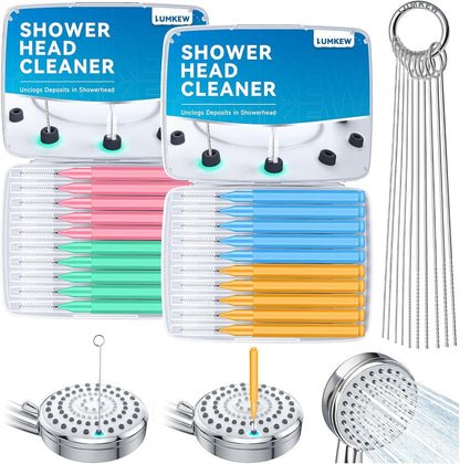 Lumkew Multiszie Shower Head Cleaner Tool, Shower Head Cleaning Brush for Small Hole Nozzle with Storage Boxes, Showerhead Cleaner Picks Unclogger for Household Bathroom, 30 Pcs