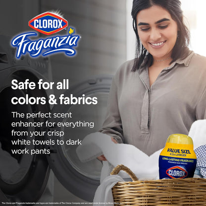 Clorox Fraganzia Laundry Scent Booster Crystals, In-Wash Fragrance Beads for Fresh-Smelling Clothes & Linens, Safe for All Fabrics & Colors, Easy-Pour Bottle, Vanilla Scent, 18 Oz, 2 Pack