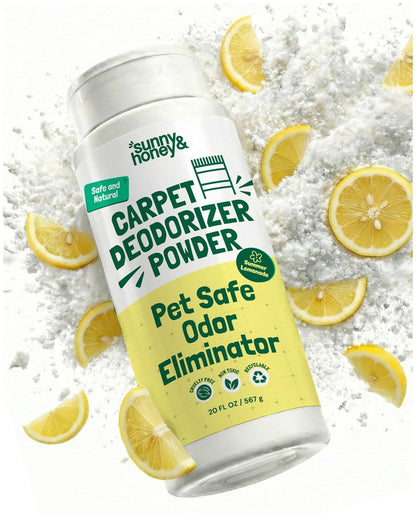 Sunny & Honey Carpet Deodorizer and Freshener Powder - Pet Safe Rug Refresher for Vacuuming - Berry Odor Eliminator for Strong Odor and Pet Urine (20 oz)