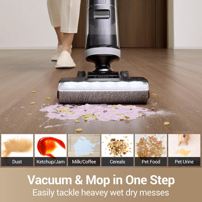 dreame H14 Cordless Vacuum Mop, 180° Lie-Flat Wet Dry Vacuum cleaner, 140°F Brush Washing, Fast Hot Air Drying in 5Mins, Smart Hard Floor Cleaner Machine with Powerful Suction, Great for Sticky Messes