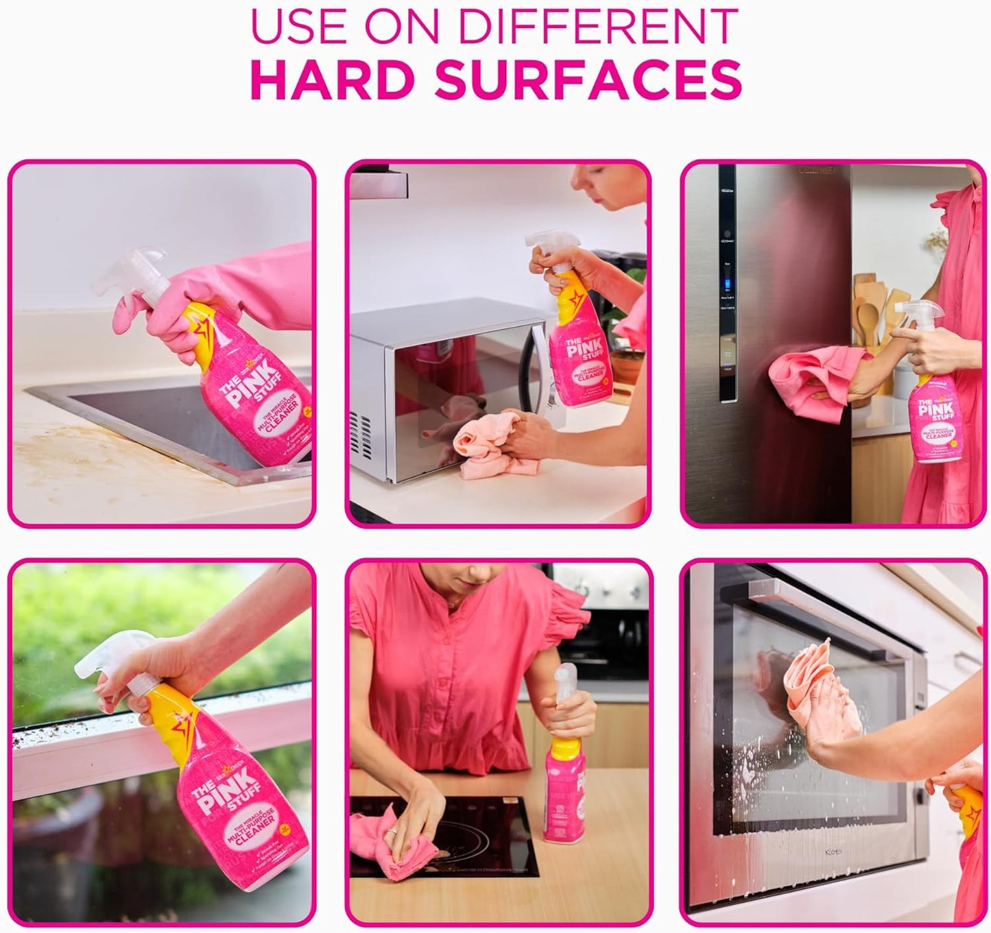 Stardrops The Pink Stuff Miracle Cleaning Bundle – Multi-Purpose Paste, Spray & Cream Cleaner (3-Pack) – Tough on Stains, Gentle on Surfaces