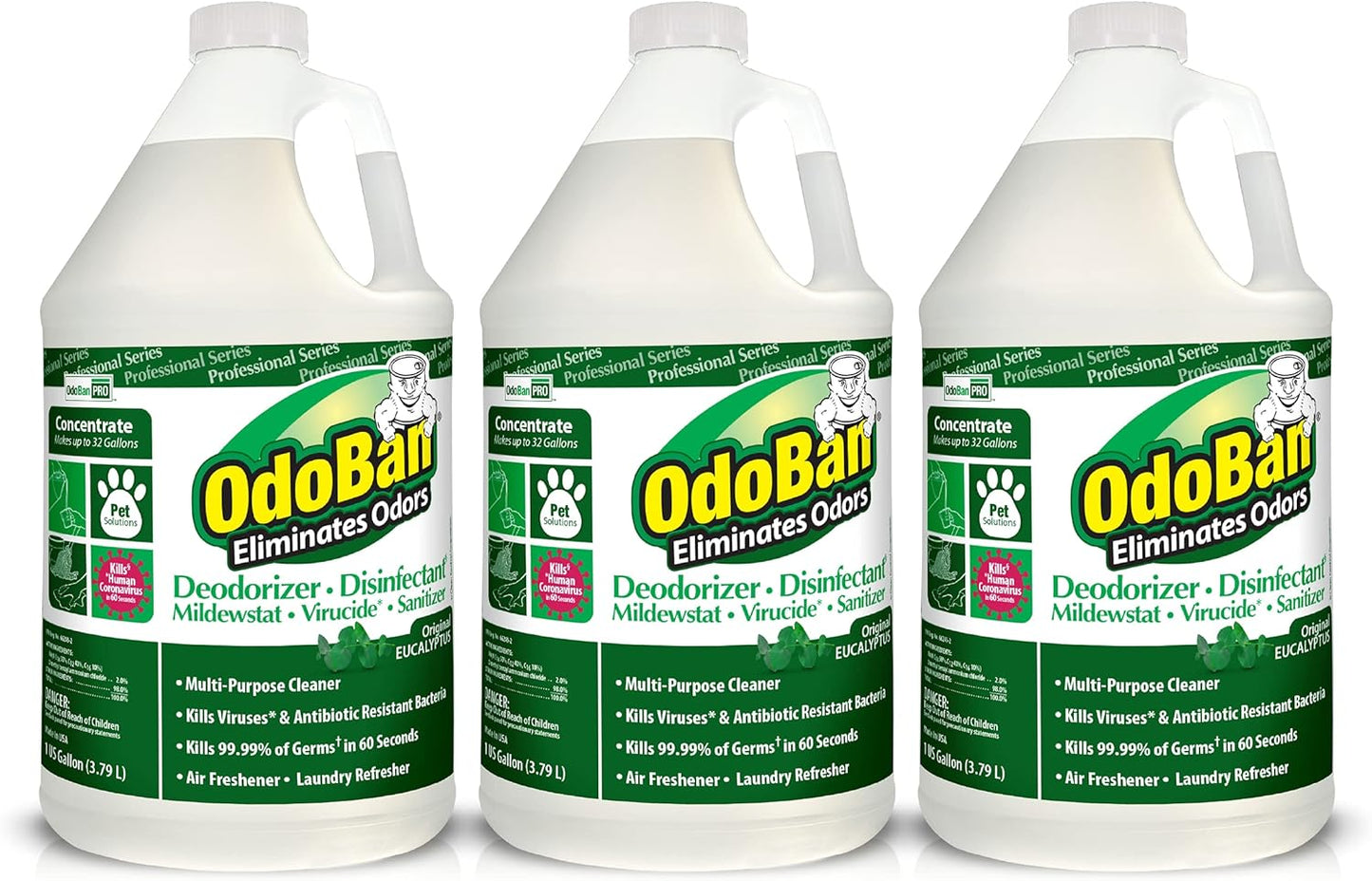 OdoBan Professional Disinfectant and Odor Eliminator Concentrate, Made in the USA, Lavender Scent, 2-Pack, 1 Gallon Each